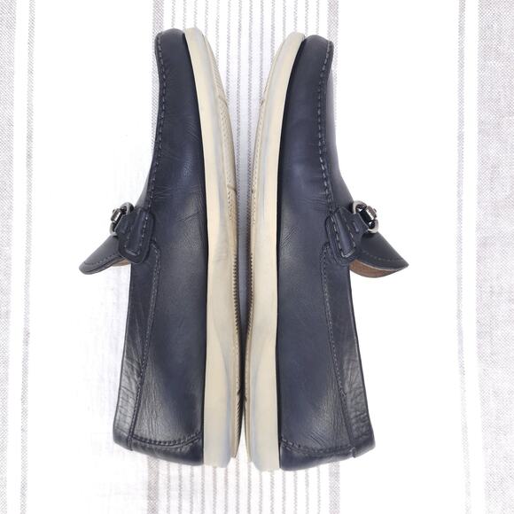 MAGNANNI Shoes Mens 8.5 Navy Blue Leather Bit Marbella Loafers Preppy Docksiders - Picture 9 of 14